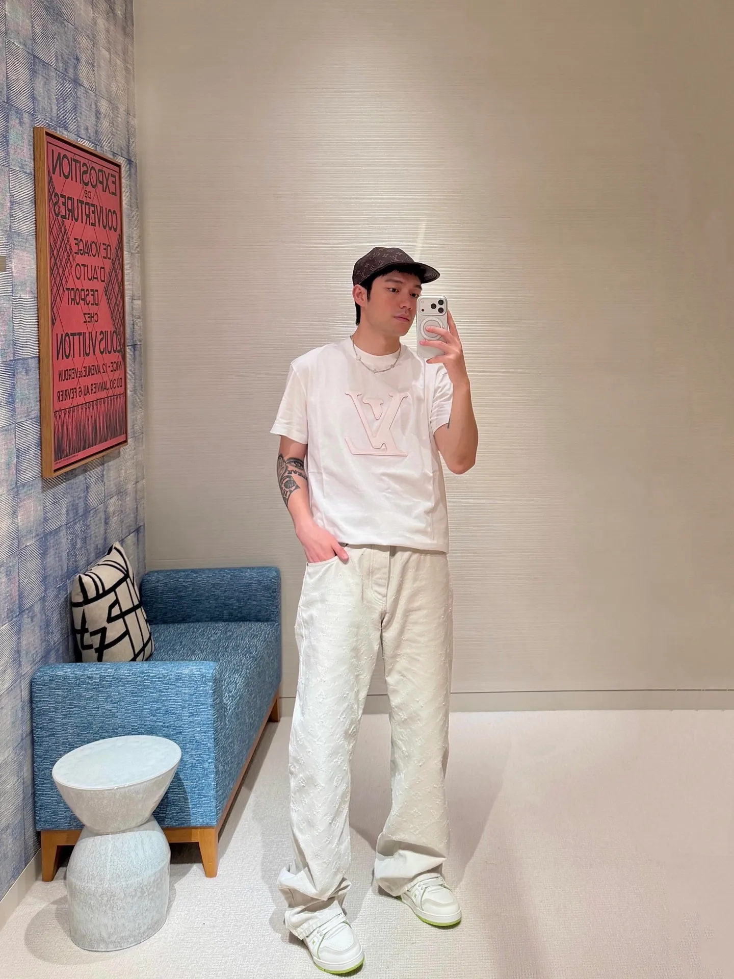 Louis Vuitton/Louis Vuitton laser cut logo short sleeves